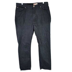 Mens Wrangler Black Straight Fit Denim Jeans Cotton Blend Stretch Size 36X32